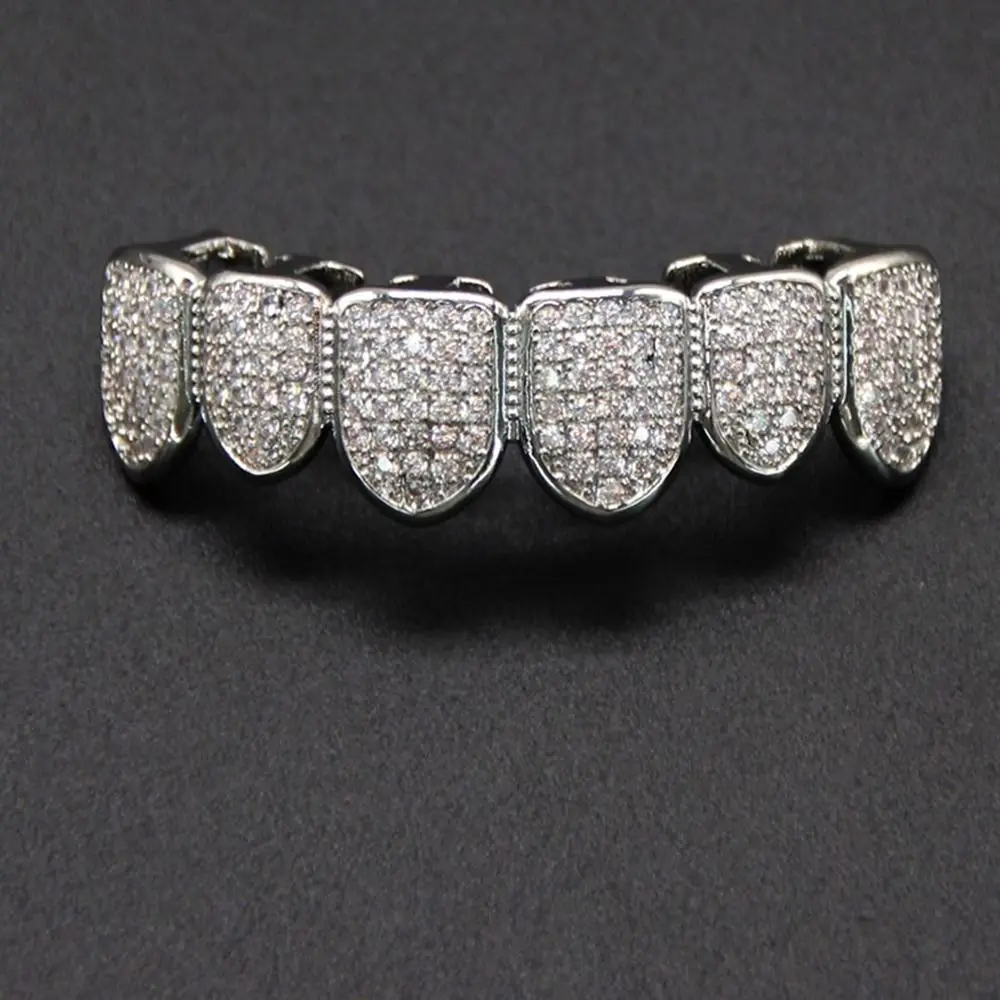 Хип-хоп Зубы Grillz Набор Верх и Нижний Комплект Съемный Дизайн Хип-Хоп Зубы Grillz Полый Циркон Очарование Зубов Grillz для Женщин Мужчин