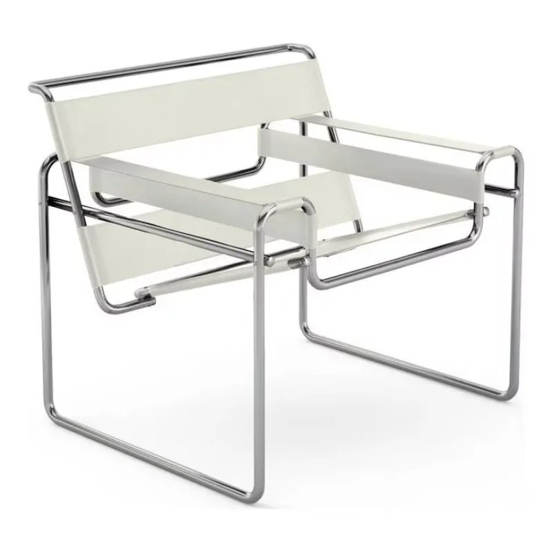 Bauhaus-Designed Linear Seating Fashionable Fold-Armchairs Seamless Tubular Steel Frame Small Packaged Leisure Chair Hotels