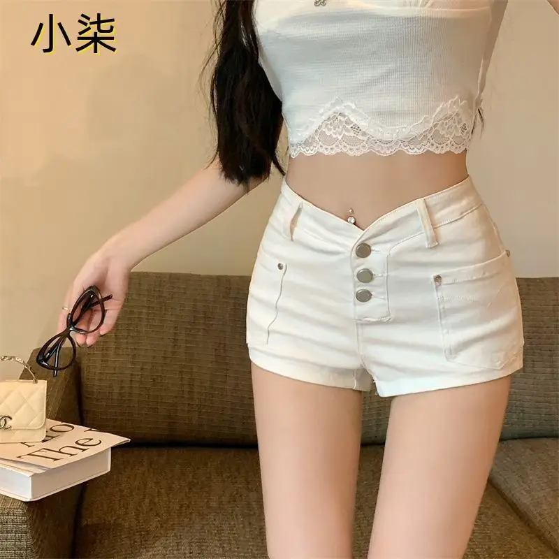 

​​Californiagirl Mini Shorts Women 2025 Summer New High Waist Squeeze Fit Bonded Denim Figure Flattering​​