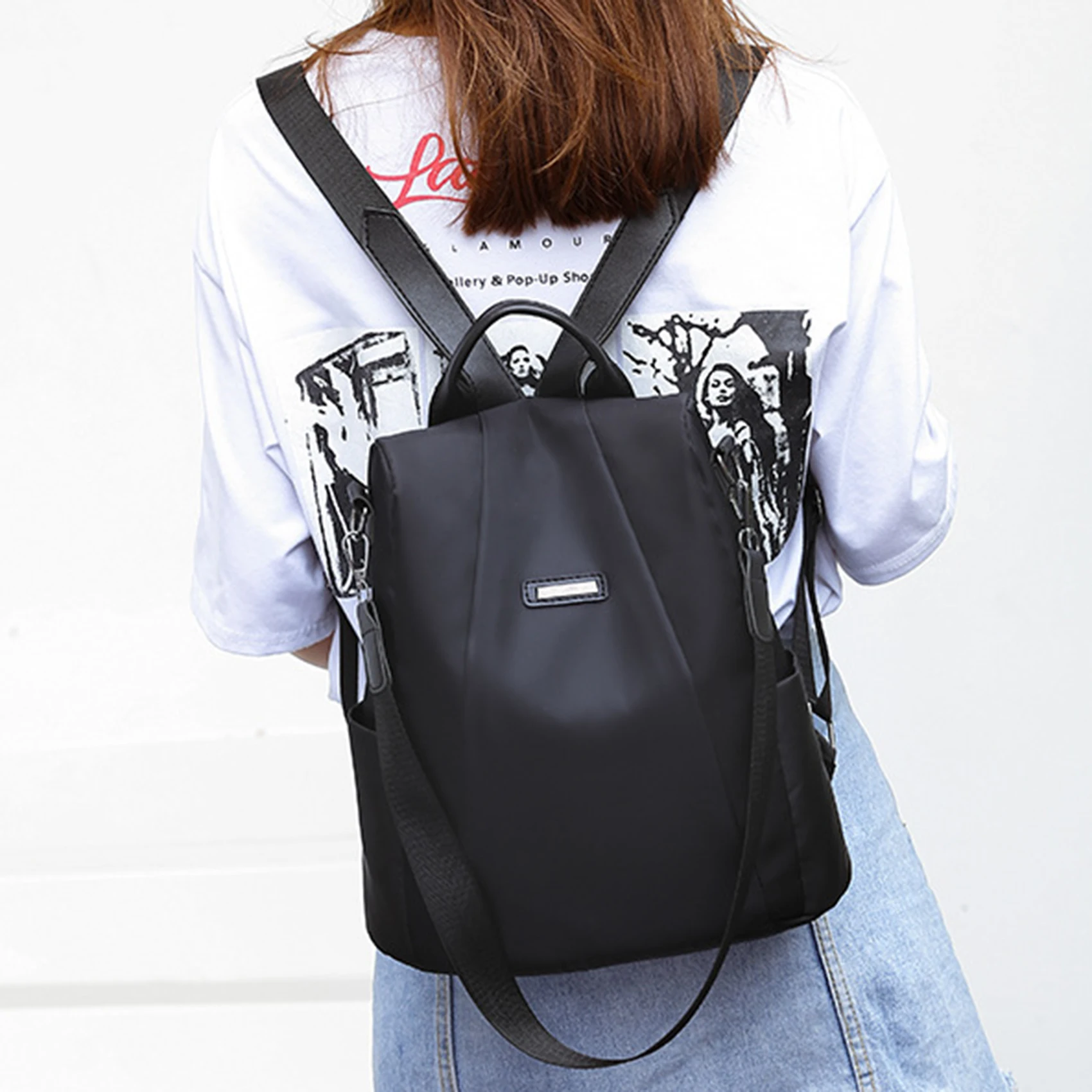 Women Backpack Casual Simple Solid Color Female School Bag Fashion Large Capacity All-match Travel Lady Shoulder Bag Black Khaki