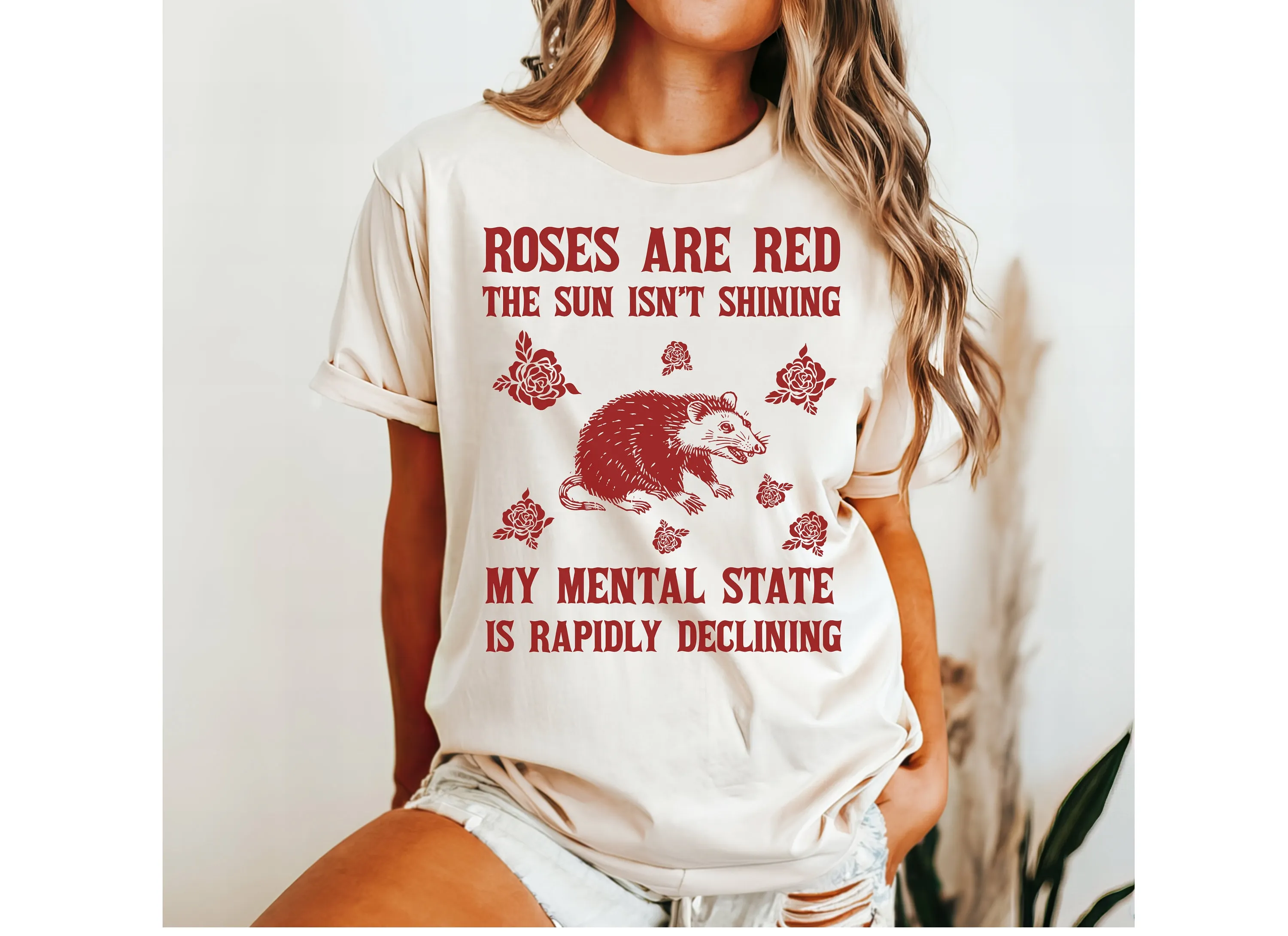 

Awake But At What Cost Vintage T Shirt Retro Funny Possum Bootleg Opossum Gag Washed