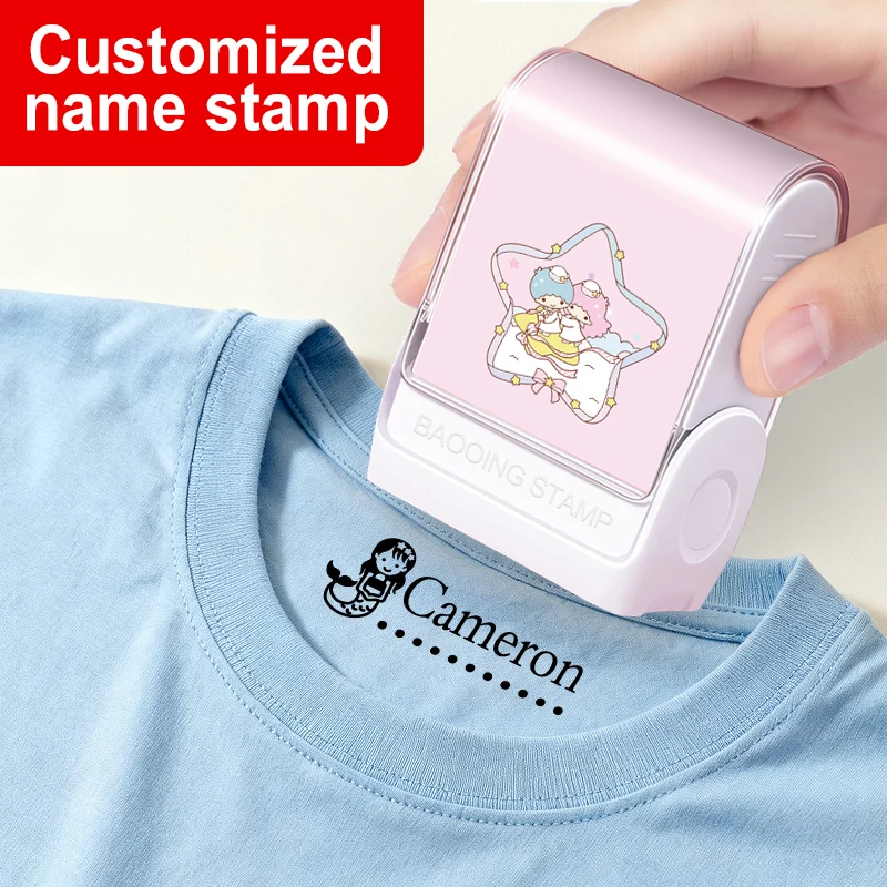 Benutzerdefinierter Namensstempel für Kinder als Weihnachtsgeschenk – mit kleinen Twin Stars-Designs für Schulbedarf, ideal für den täglichen Gebrauch
