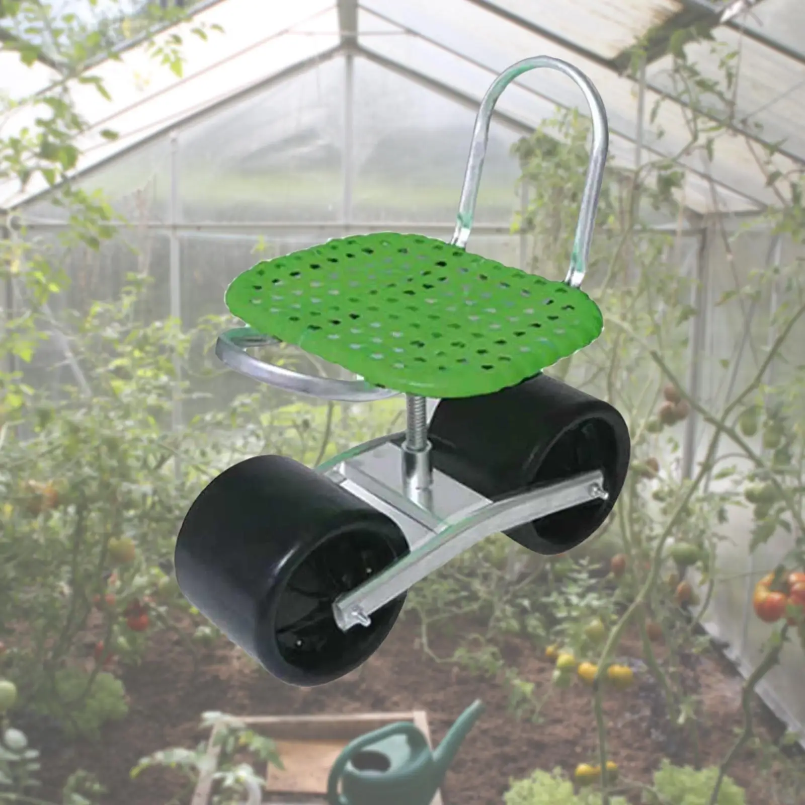 Working Seat Rolling Stool Garden Trolley Rolling Seat Adjustable Swivel  360° Rotating for Garden Greenhouse Lawns Yards