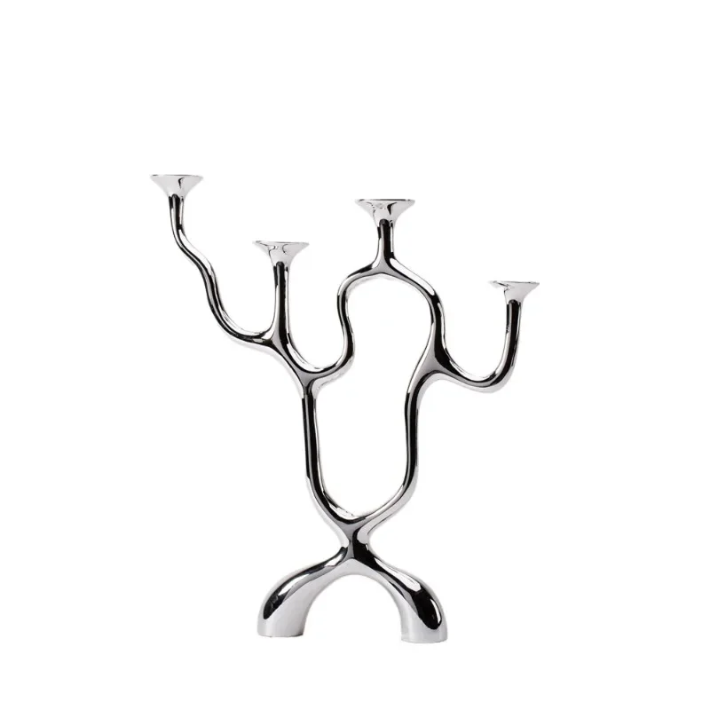 

Modern, electroplated silver, blue hole series, tree branch candlestick, model room living room coffee table