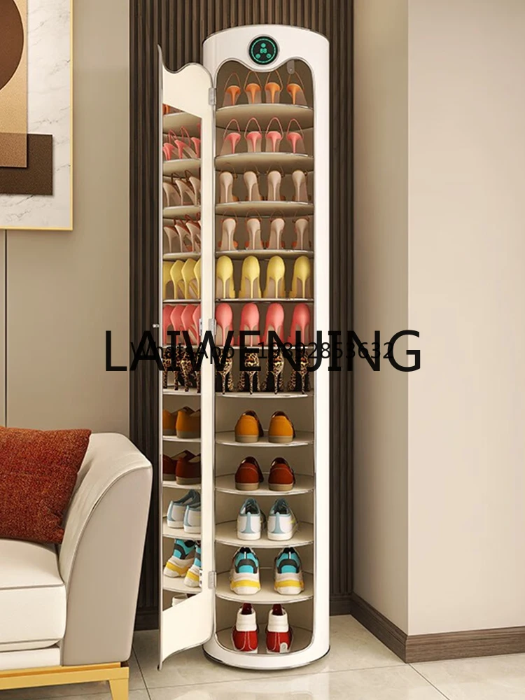 CTG8Creative Shoe Cabinet 360 ° Rotating Large Capacity Storage Shoe Rack Cylindrical round Home Foyer