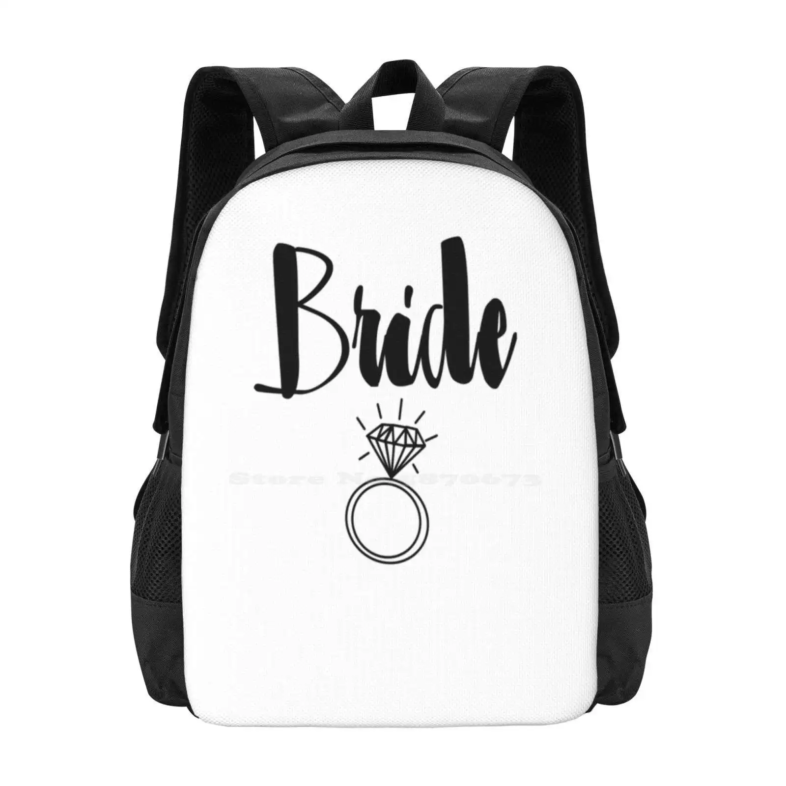 Cute Wedding , Bridal , Engagement " Bride " With Ring School Bags Travel Laptop Backpack Funny Brides Tribe Cute Brides Tribe