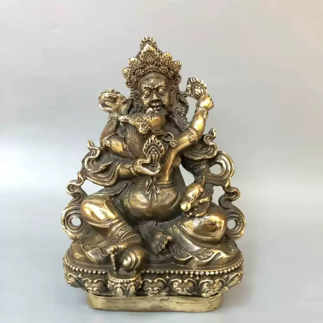 Tibetan Buddha Brass Archaize Esoteric Buddhism Yellow God of Wealth Buddha Crafts Statue
