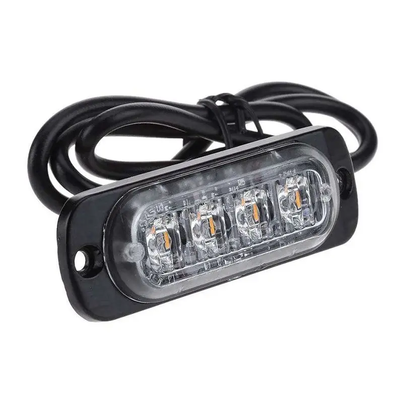 12-24V 12W 4-LED Super Bright Emergency Warning Light Waterproof Strobe Light Bar with 19 Different Flashing for Car Truck