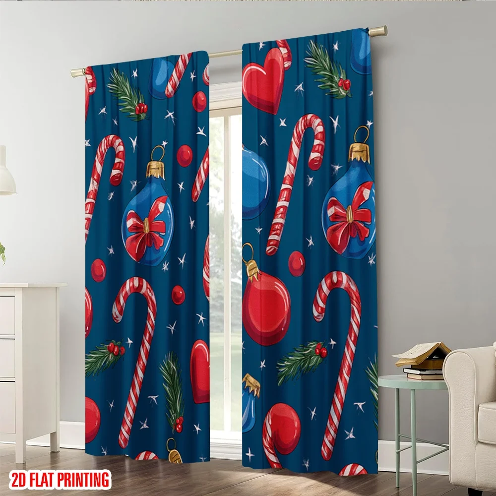 2 قطعة، ستارة نافذة مطبوعة على شكل طائرة ثنائية الأبعاد an_illustration_of_christmasf921ea1cb62a ديكورات بوليستر متينة (بدون قضيب) #6