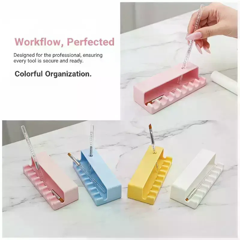 Space Saving Plastic Brush Holder Portable Nail Polish Pen Storage Container Easy Clean Organizer