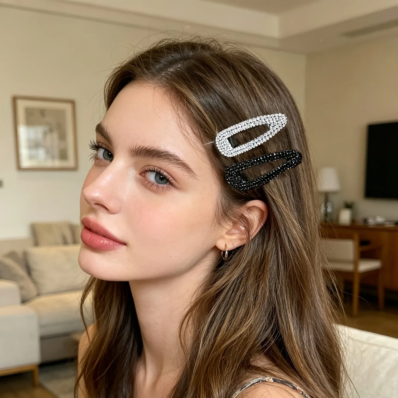 4Pcs Luxurious Elegant Full Rhinestone Water Drop BB Clips Shiny Premium Bangs Side Clips Versatile Daily Women Hair Accessory