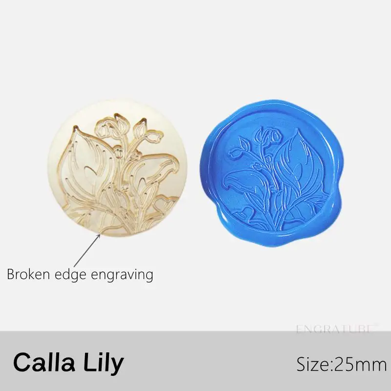 25mm Retro Sealing Wax Stamp Calla Lily Alocasia Seal Stamp Head For Scrapbooking Envelopes Wedding Invitations Gift Packaging