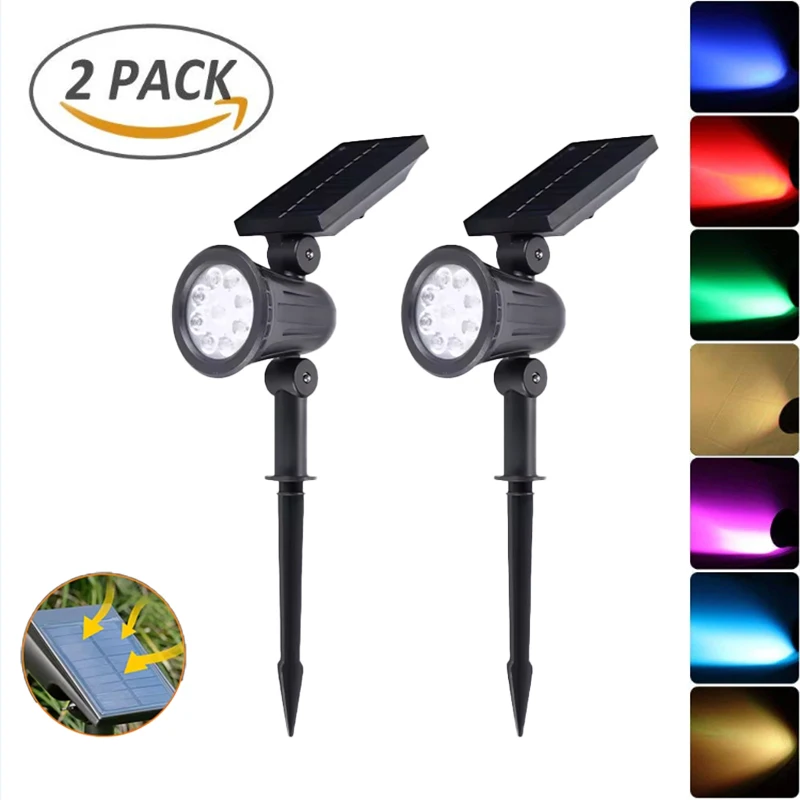 KDULIT 1-2 szt. 9LED lampa trawnikowa zasilana energią słoneczną regulowana zewnętrzna IP65 wodoodporna dekoracja ogrodu na dziedzińcu lampa uliczna reflektor
