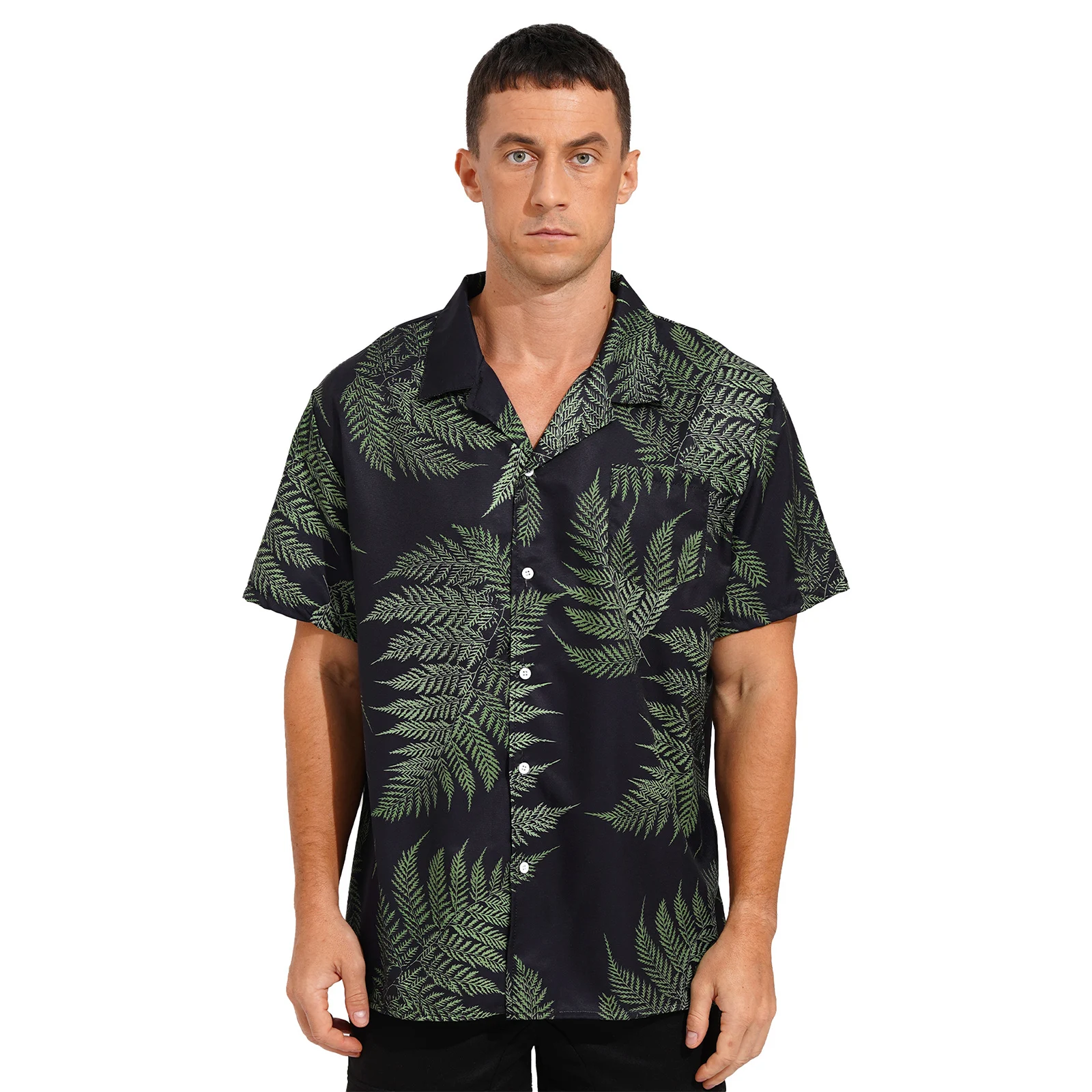 

Fashion Mens Vacation Cruise Travel Beach Tops Hawaiian Shirt Casual Short Sleeve Button Down Shirts Notched Collar Tops