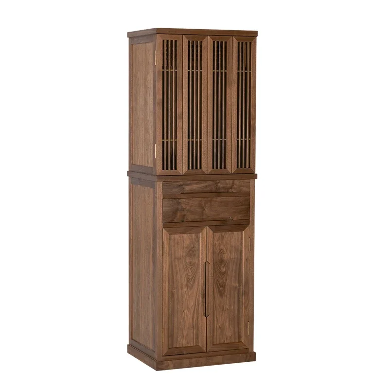 

Solid Wood Shrine New Chinese Style Home Desk with Door Simple Buddha Shrine Black Walnut Table Buddha Cabinet
