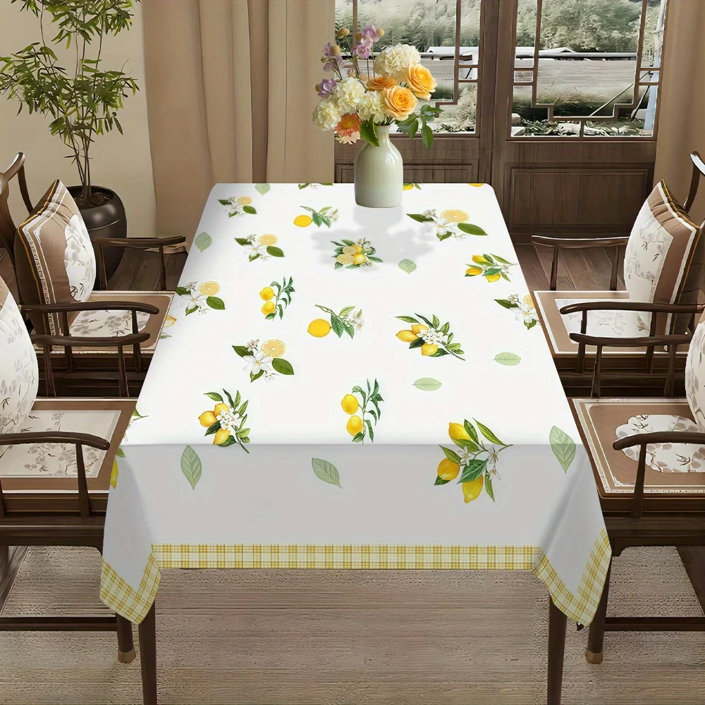 2D Printed 59X59In/150X150Cm Polyester Tablecloth, Lemon Theme Printed Tablecloth, Table Cover, Floral Tablecloth, Rectangular Tablecloth, Right Angle Tablecloth for Coffee Table Dining Table, Suitable for Indoor Outdoor Use, Suitable for Picnic
