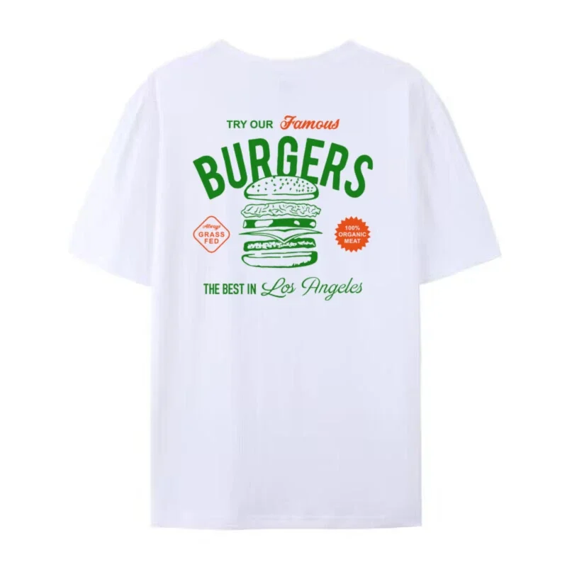 Women 90s Retro Hamburger T-Shirt Hippie Vintage Aesthetic Foodie T Shirt Cute Burger Lover Tee Shirt Unisex Fashion Clothes