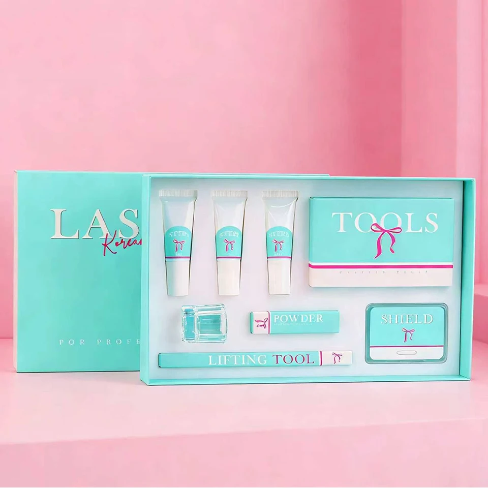 Korean Lash Lift Kit 5-8 Mins Quick Curling Long Lasting 4-8 Weeks Eyelash Lifting Enhancer Salon Home Makeup Brow Dye Tint Kit
