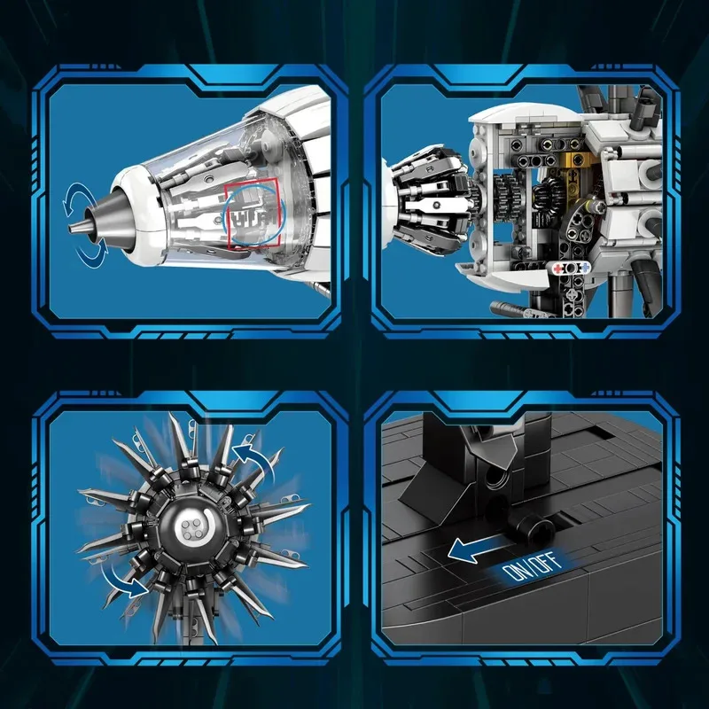 1351 pçs blocos de construção de motor de aeronave tecnologia modelo eletrônico tijolos ornamentos de mesa crianças brinquedos educativos presentes do feriado