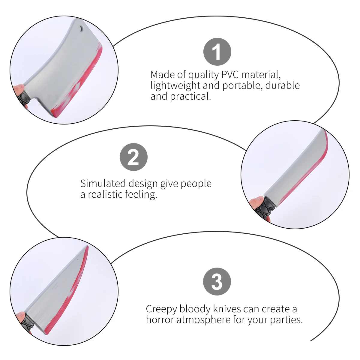 

3 Pcs Simulation Tool Bloody Horror Knives Fasle False Blade Artificial Halloween Props for Pvc