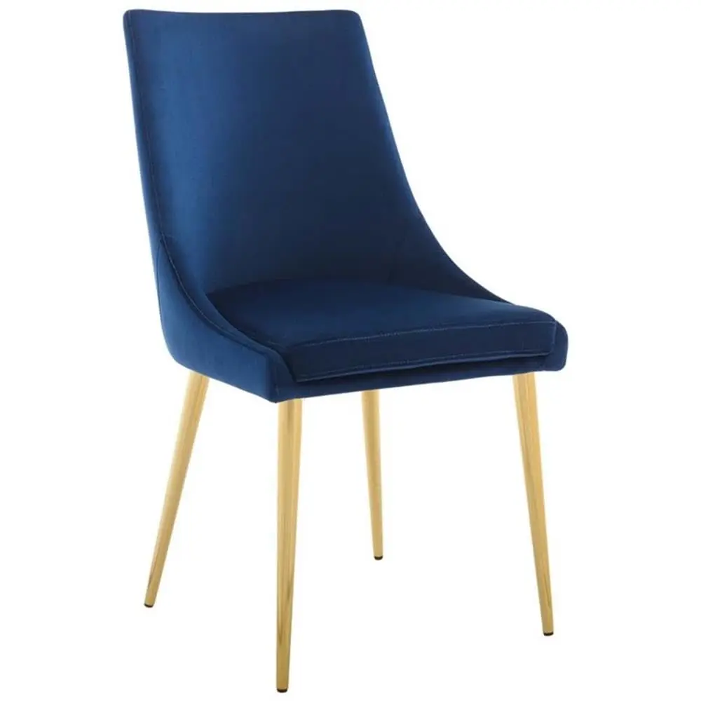 

Performance Velvet Dining Chair with Gold Steel Legs, Navy, Customized