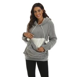 Sweat-shirt en peluche à manches longues pour femmes, sweats à capuche mignons pour animaux de compagnie, sweat-shirt avec oreille, dessin animé, gros pulls, automne, livraison directe, 2024