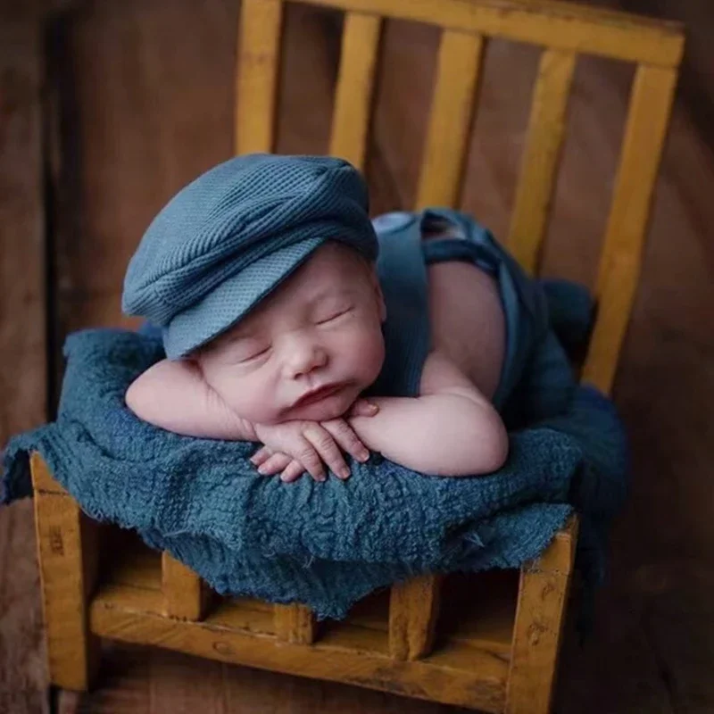 Conjunto adereços para fotografia bebês recém-nascidos, 2 tamanhos, roupa infantil, chapéu com macacões, acessórios para