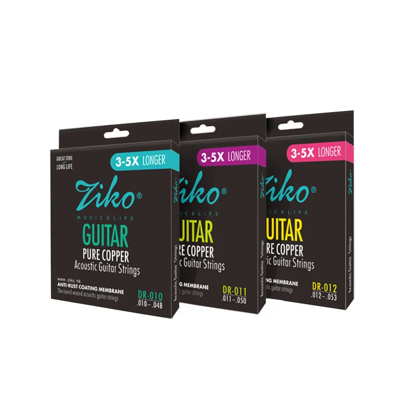 ZIKO DR 010 011 012 Acoustic Guitar Strings Pure Copper ANTI-RUST Musical Instruments Accessories