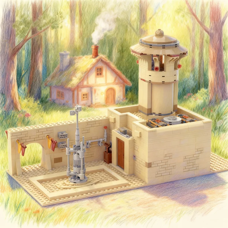 

951 деталей MOC: Конструктор «Рынок Татуина» — модель звёздной битвы, развивающая игрушка, идея для творчества, подарок на Рождество