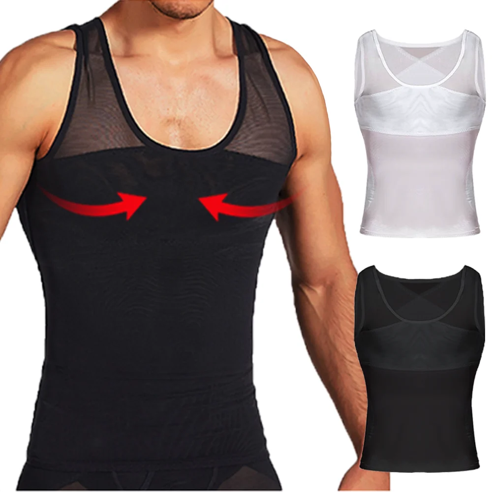

Men Compression Body Shaper Waist Trainer Slimming Vest Corset Tank Tops Undershirts Abdomen Trimmer Shapewear Fitness Clothing