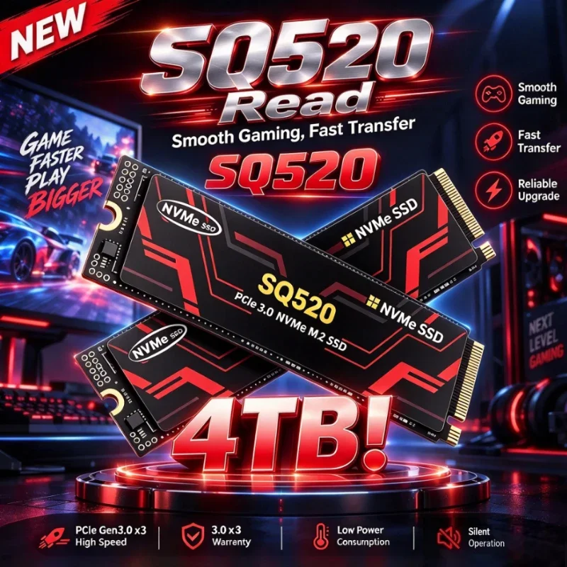 M.2 NVMe SSD PCIe SQ520 Gen3.0 X4 M.2 2280 Internal Solid State Drive High Speed Storage for Desktop Laptop Gaming PC