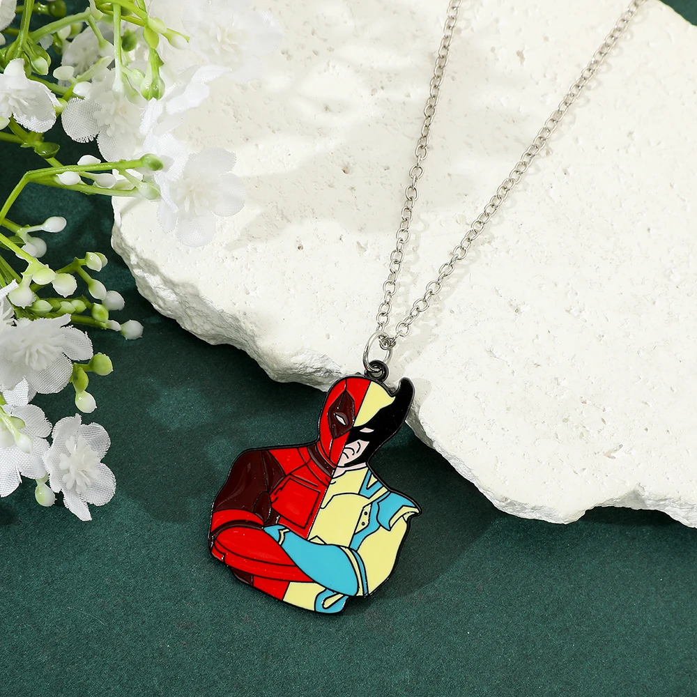 Collar de moda con figuras de Deadpool y Wolverine - Colgante genial de superhéroe para cosplay, regalo de joyería para fiestas de amigos