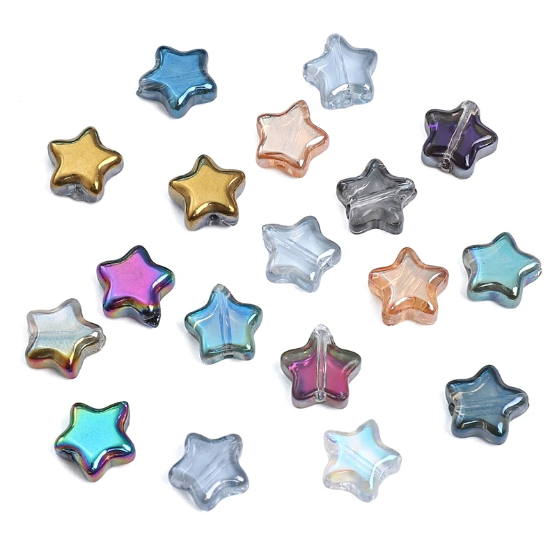 10pcs 8mm Crystal Glass Star Beads Charm Colorful Loose Bead for Bracelet Earring Necklace DIY Jewelry Making Craft Accessories