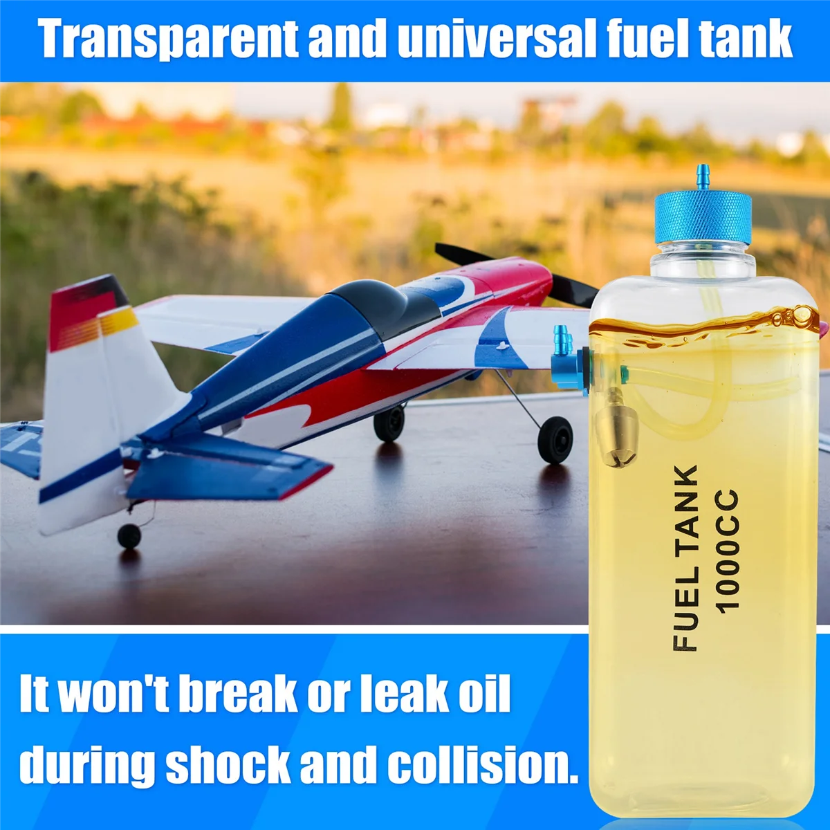 Brandstoftank Benzine Transparante Plastic Fles 1000CC CNC voor RC Gas en Nitro Vliegtuig