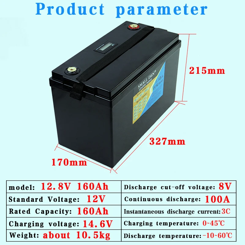 NEW 12V/12.8V 160Ah LiFePO4 battery pack with lithium iron phosphate for off-road solar wind energy batteries in RVs and campers