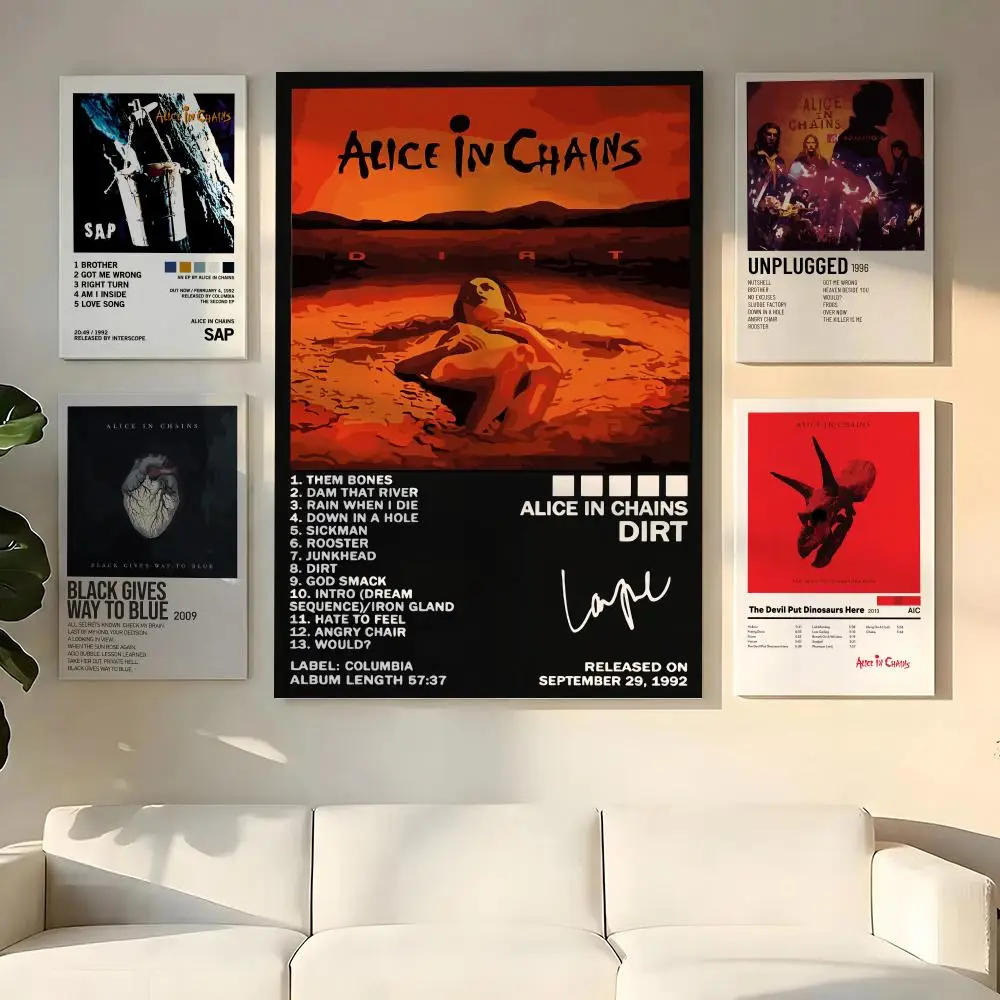 Band A-alice in Chains Painting Calligraphy Wooden Framed Canvas Poster Wall Art HD Waterproof Print Home Decor