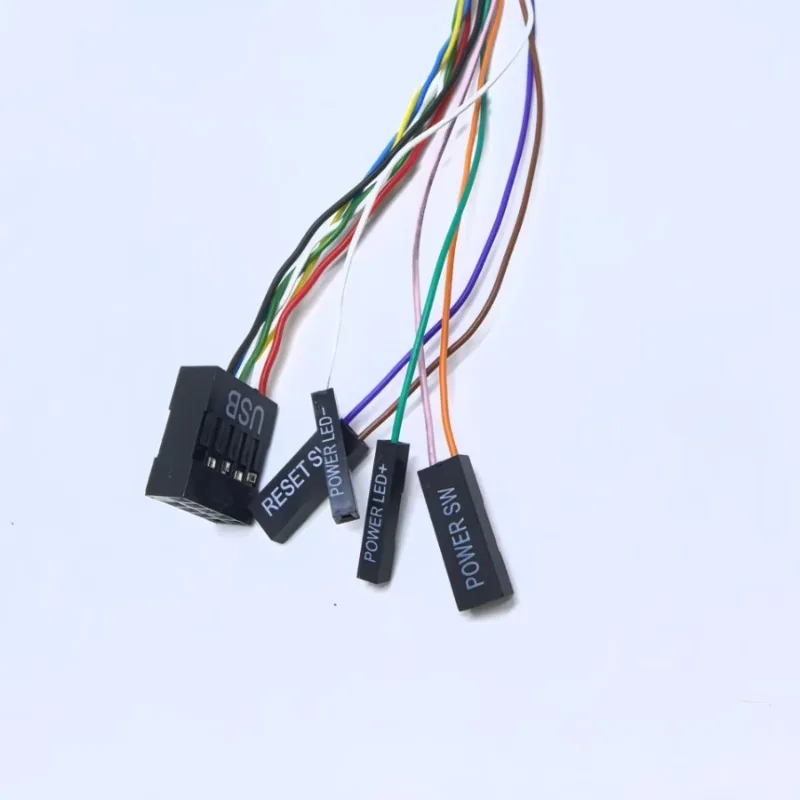 PC Desktop Power Reset Botão Interruptor, On Off LED Status Light, Dual USB Plug Bracket, Mount Net Café