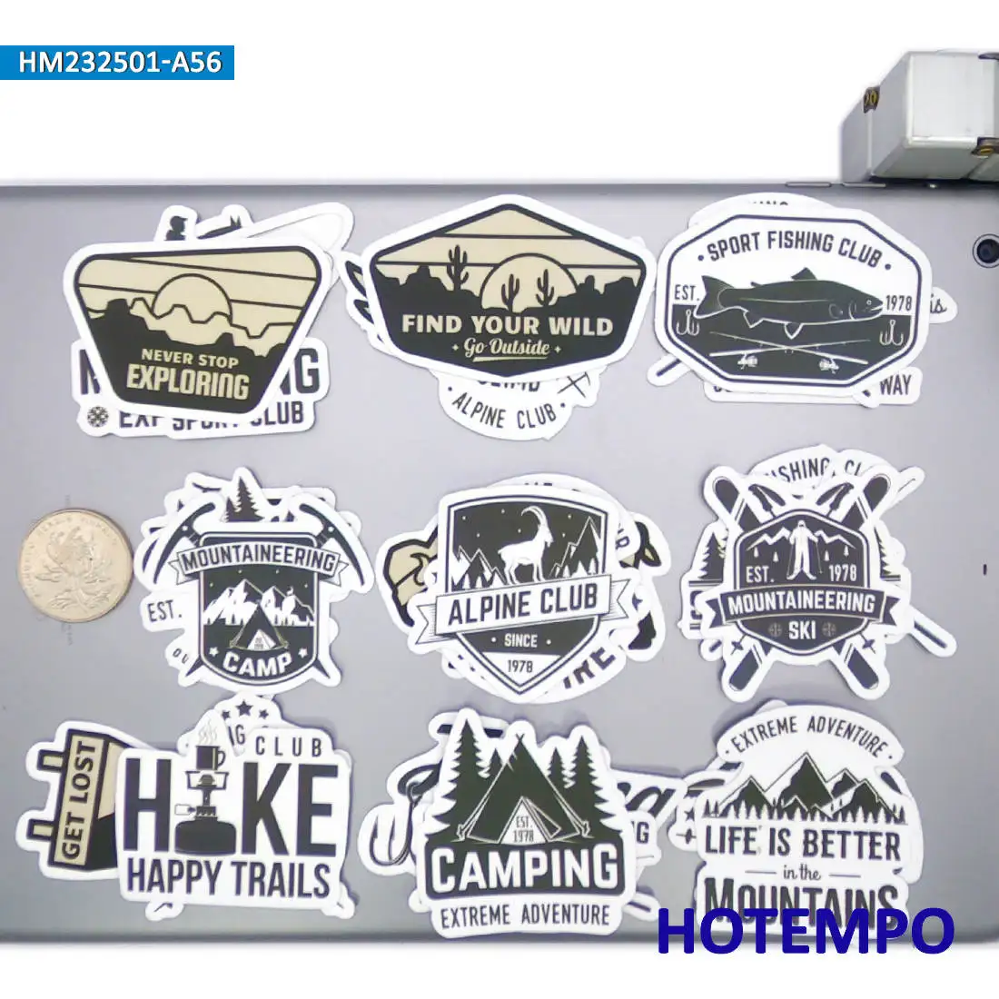 20/30/56Pieces Outdoor Trip Camping Hiking Climbing Fishing Travel Stickers for Luggage Bike Car Motorcycle Phone Laptop Sticker