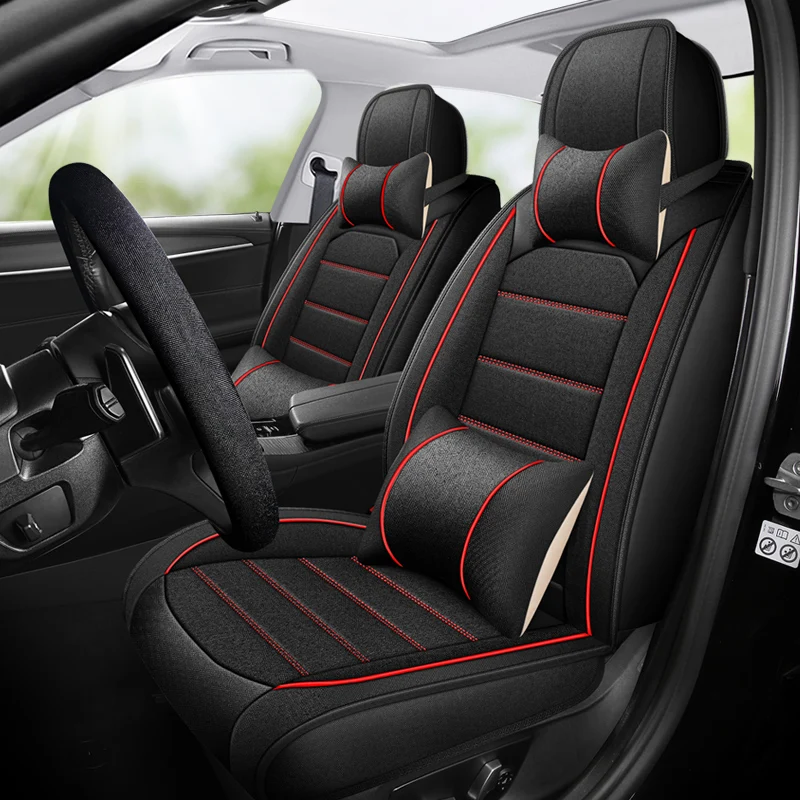 

Universal Flax Car Seat Covers For Toyota Camry Raize Yaris Cross Wish Hilux Prius BMW E60 F30 E30 Auto Accessories Breathable