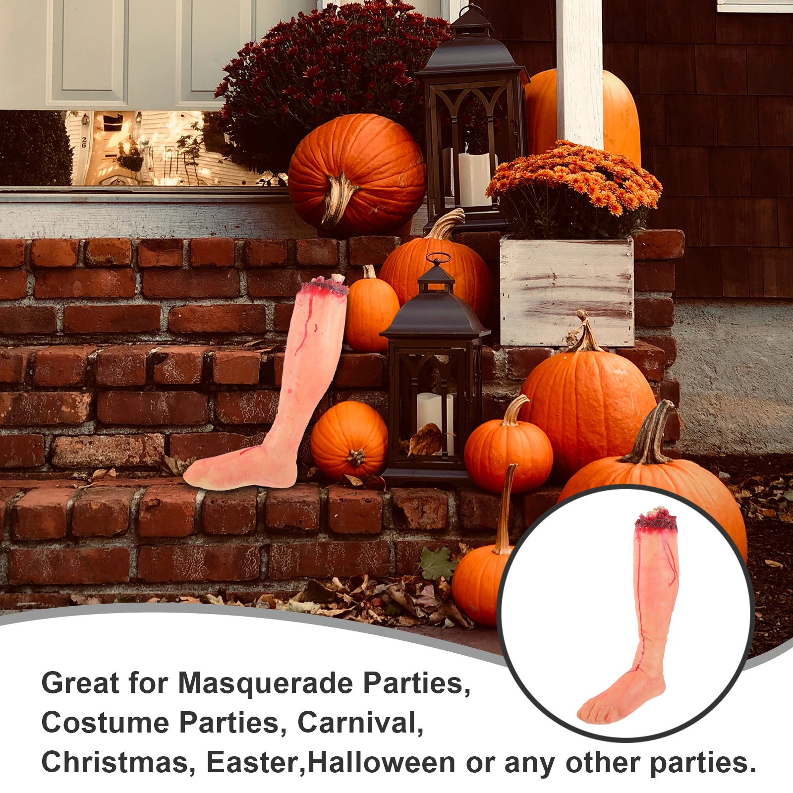 

Inflatable Broken Foot Props Blood Halloween Leg Limbs Body Parts Party Masquerade Carnival Costume Game Joke