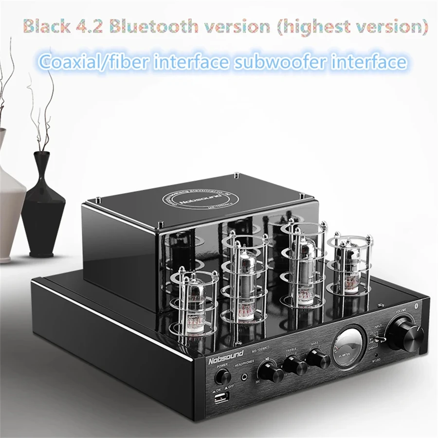 

New Black Nobsound MS-10D MKII Hifi 2.0 Tube Amplifier USB/ 4.2 Bluetooth /Fiber Coaxial Amplifier Audio Amplifier 25W*2