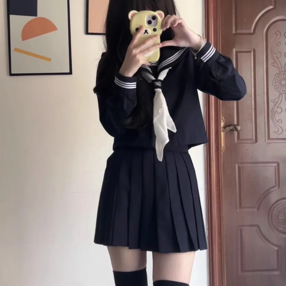 Japanse School Matroos Outfit Jk Uniform Schoolkleding Seifuku Marine Matroos Pakken Student Meisje Uniformen Koreaanse Geplooide Rok Set