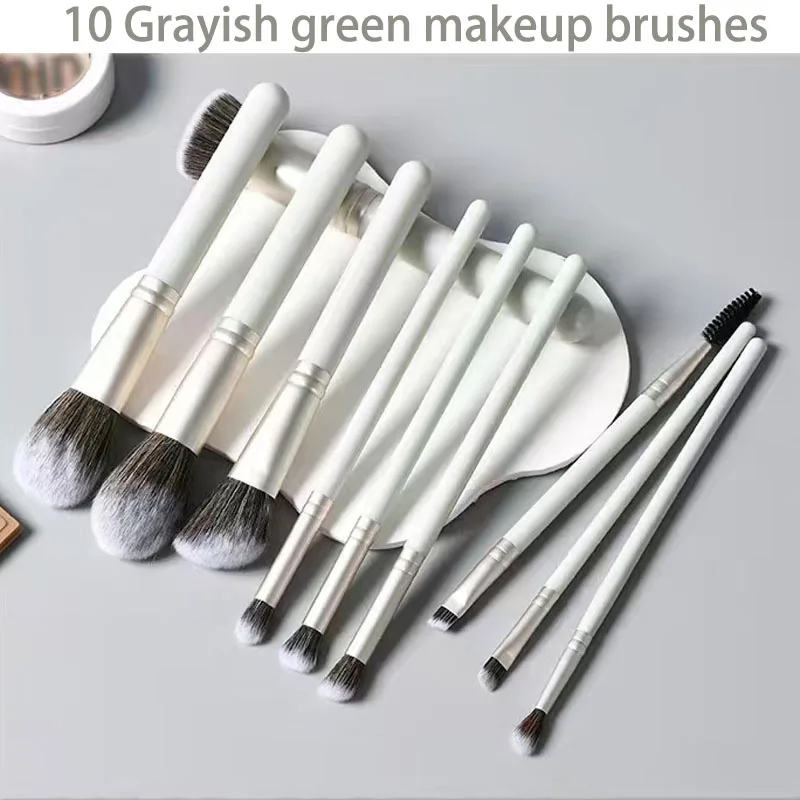 10-Piece Woodblock Makeup Brush Set with Storage Bucket for Ladies And Girls - Perfect Makeup Tools