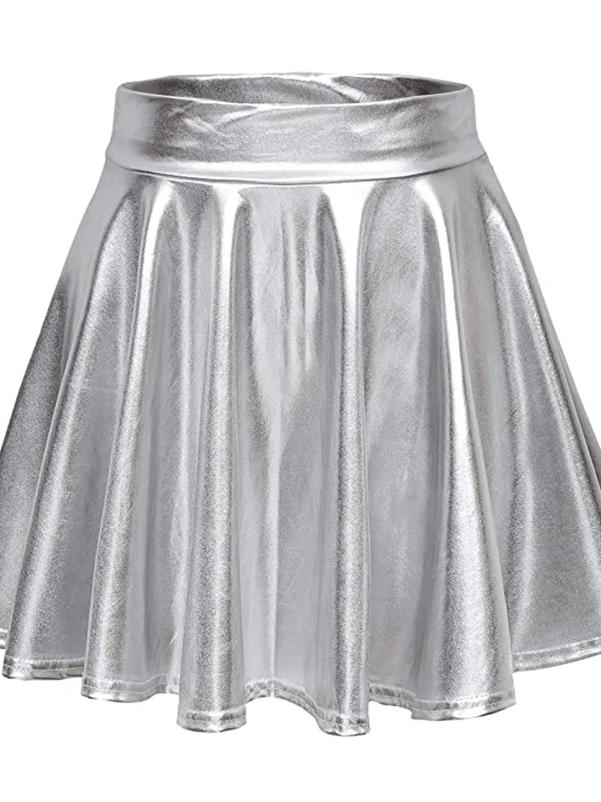 Stage Performance Pleated Skirt Leather Half Skirt Street Style mid Waist Elastic Waist for Dance And Travel Halloween Theme