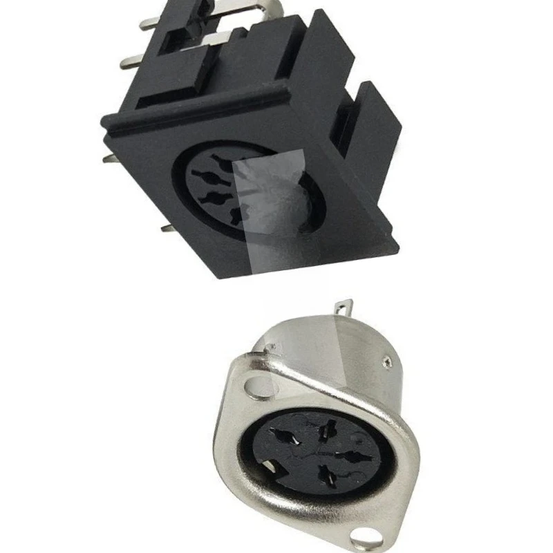 Metal Housing Socket Double-Eared Large S-Connector DIN Female Socket 3/4/5/6/7/8 Pin Connector Square for Soldering 2pcs
