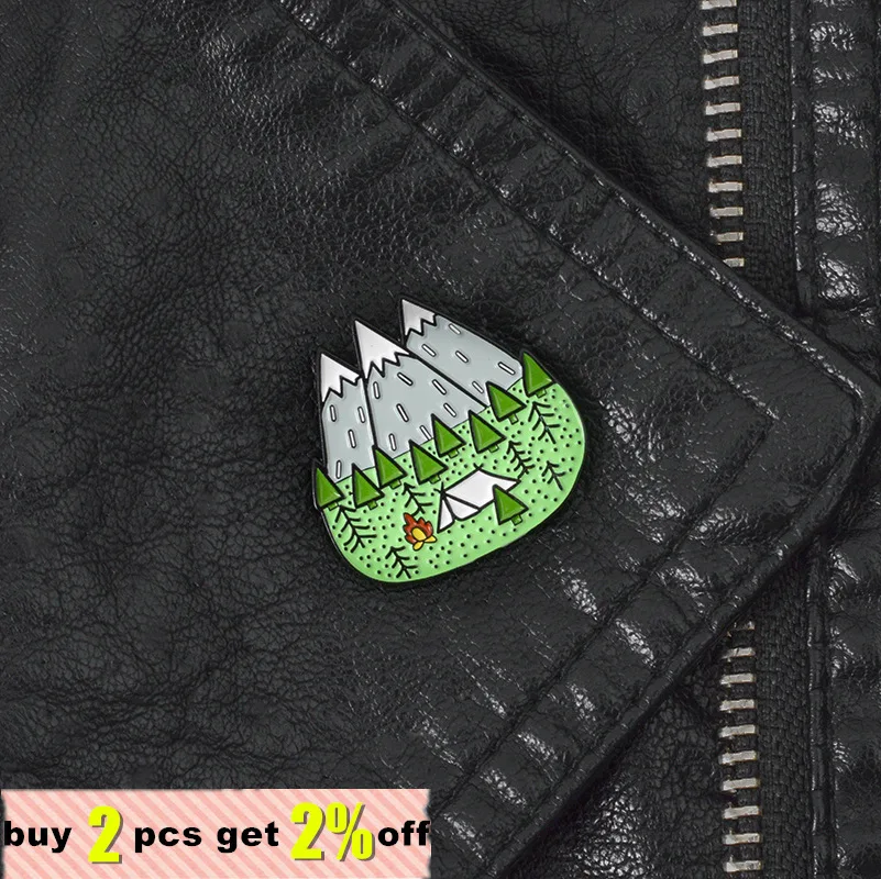 الجبال الخشب الغابة دبابيس الذروة الطبيعة الغابات التخييم مغامرة الهواة الشارات المثبته بالدبابيس قبعة حقيبة مجوهرات الأزياء بالجملة #2