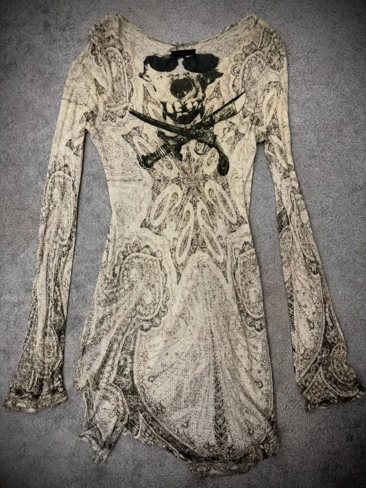 FANTASTION If6Was9 Frontier Vision - Pirate One-Eyed Dragon Skeleton, long-sleeved T-shirt with printed design tops