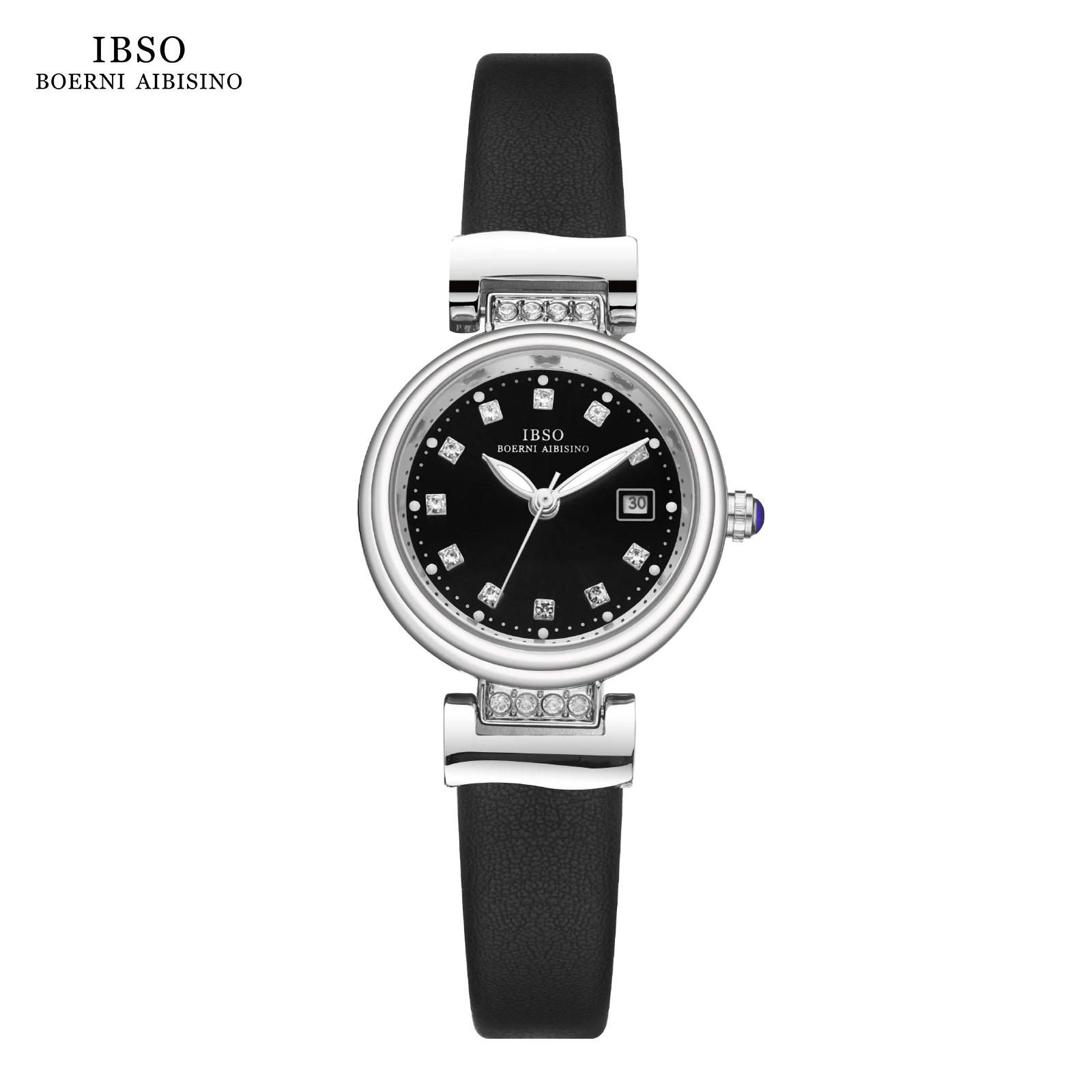 IBSO 2023 New Women Luxury Style Quartz Watches Super Simple Genuine Leather Strap Waterproof Round Shape Dial Waterproof 30