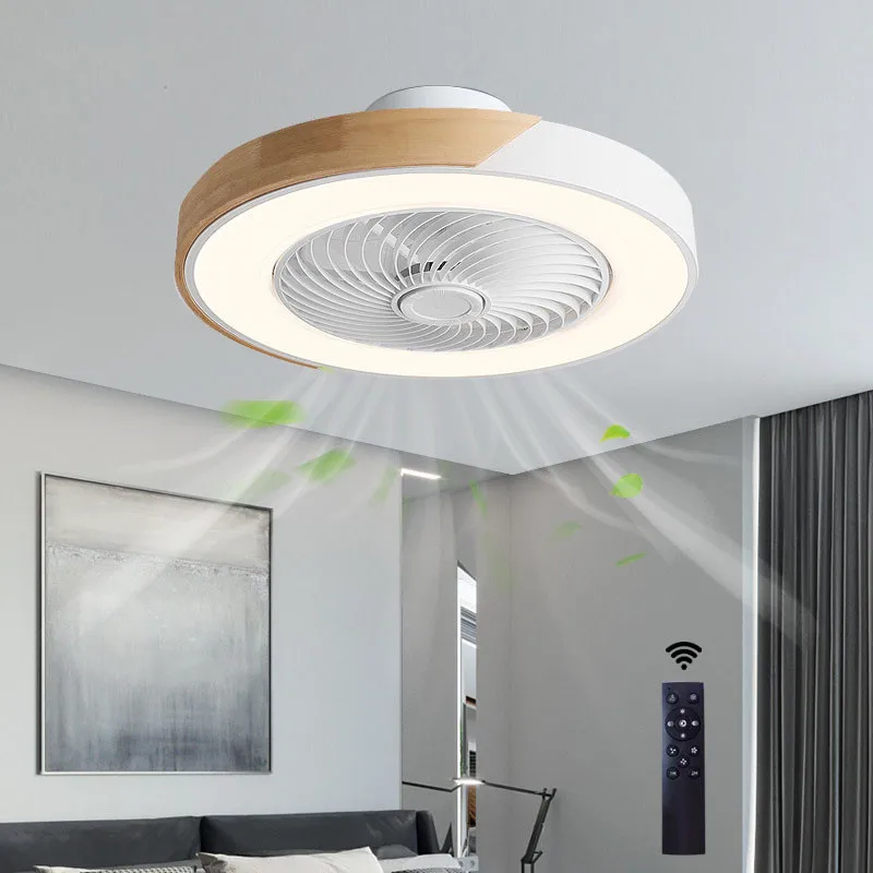 

Modern wooden ceiling fan light Low Profile minimalist with Remote Control Dimmable 3 Color Indoor bedroom ceiling light