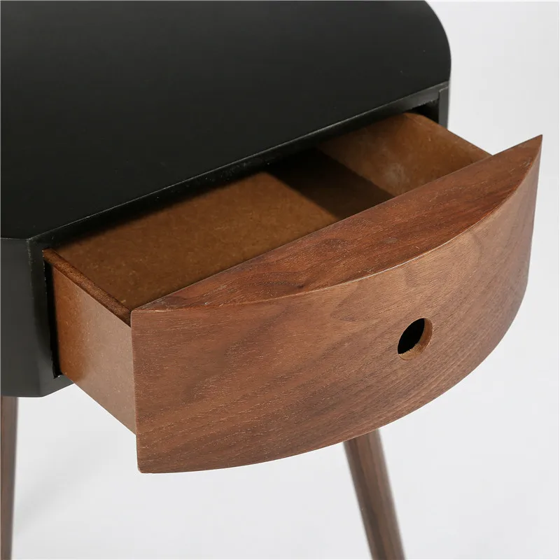 Wooden Coffee Table Small Bedside Table Nordic Living Room Sofa Side Table with Single-drawer End table Round Corner Desk